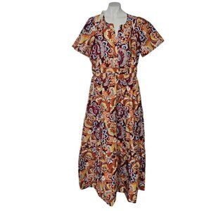 Anthropologie The Somerset Maxi Dress, Short Sleeve, V-Neck, Tiered, Smocked, XL